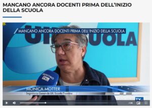 Scopri di più sull'articolo Intervento su Trentino TV della nostra segretaria generale Monica Motter: al centro il problema della carenza di personale docente stabile per garantire un avvio regolare dell’anno scolastico